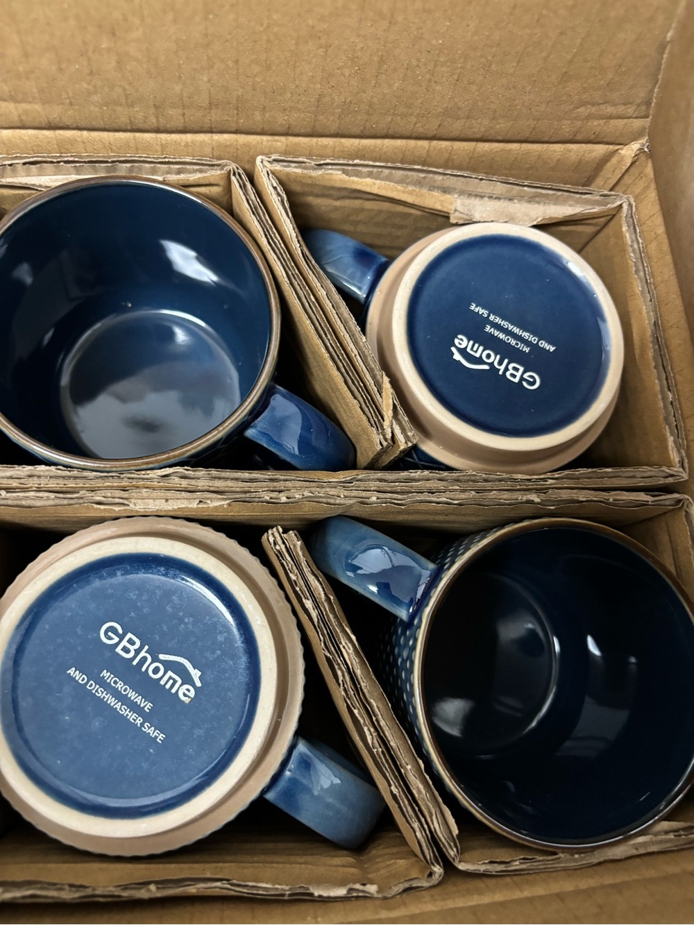 Blue Ceramic Mug Set - Textured Pattern Dinnerware - Picture 4 of 7